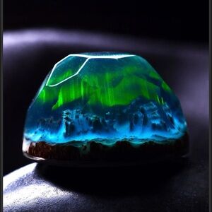 Handcrafted Blue and Green (Aurora lights) Resin pendant and teardrop necklace